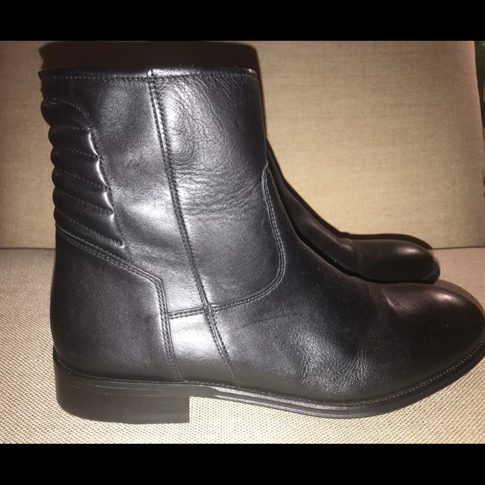 New Zara Mens Black Leather Boots Size US 10